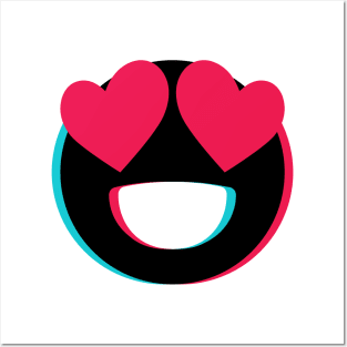 TikTok lovely eyes heart emoji smiley Black Posters and Art